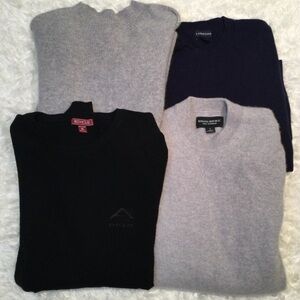 100% Cashmere Crafters Damaged 4pc lot Black, Navy & Gray